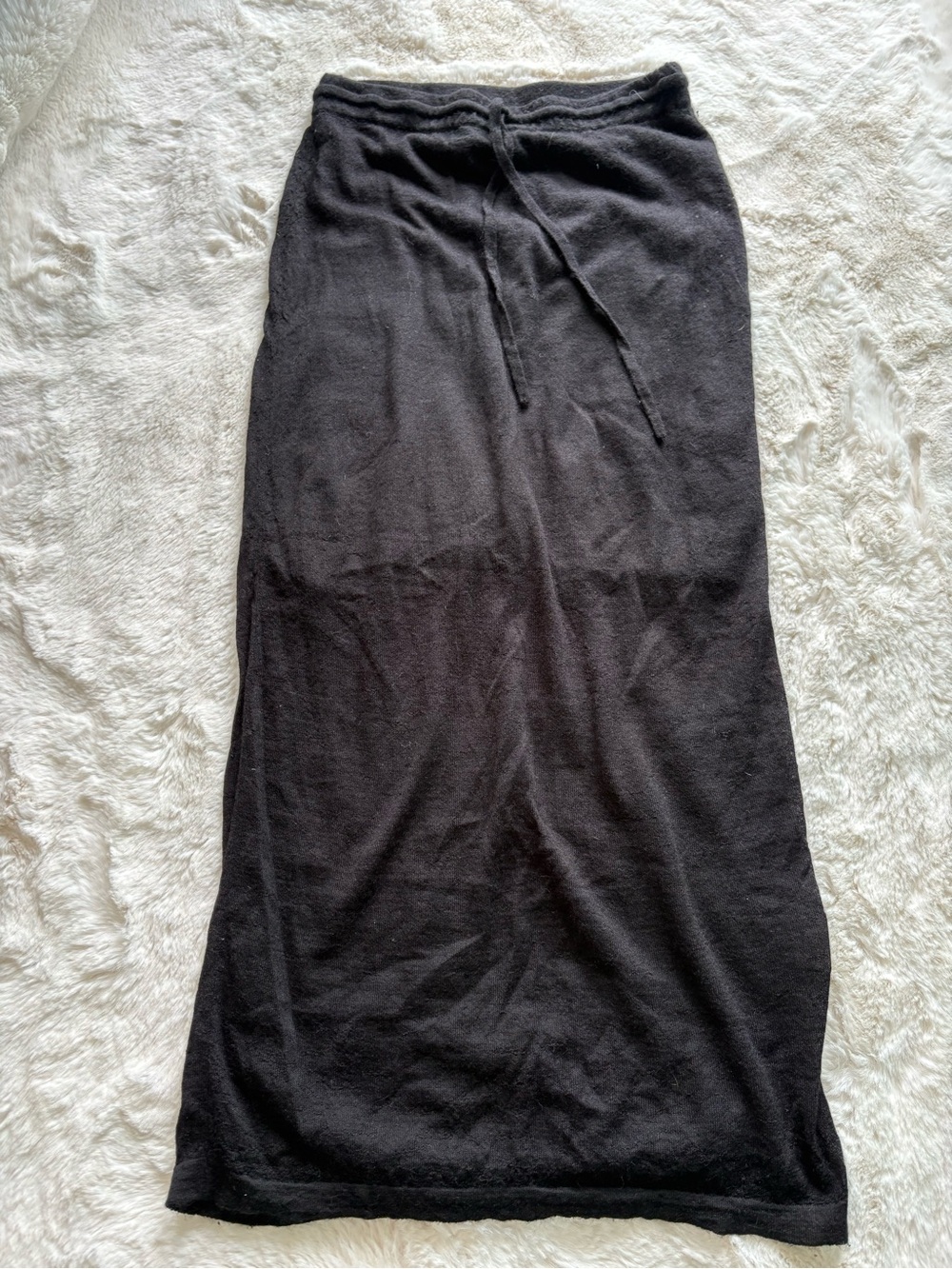 Lauren Manoogian Black Knit Drawstring Maxi Skirt
